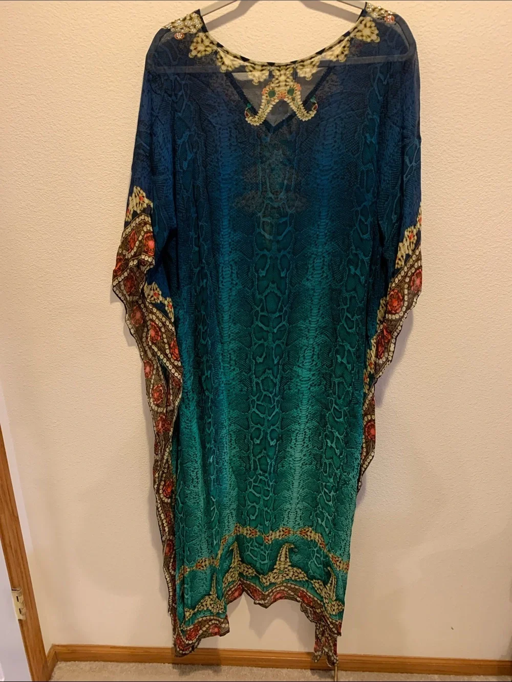 Soft Surroundings Cote D’azur Chiffon  Kaftan Dress - Embellished Rare Vintage​